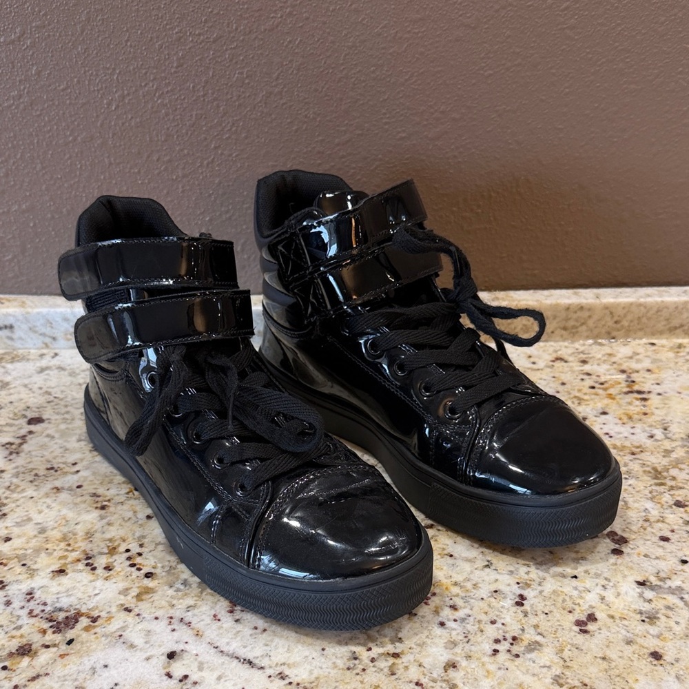 Just for Kix Dance Black Patent Leather High-Top Sneakers